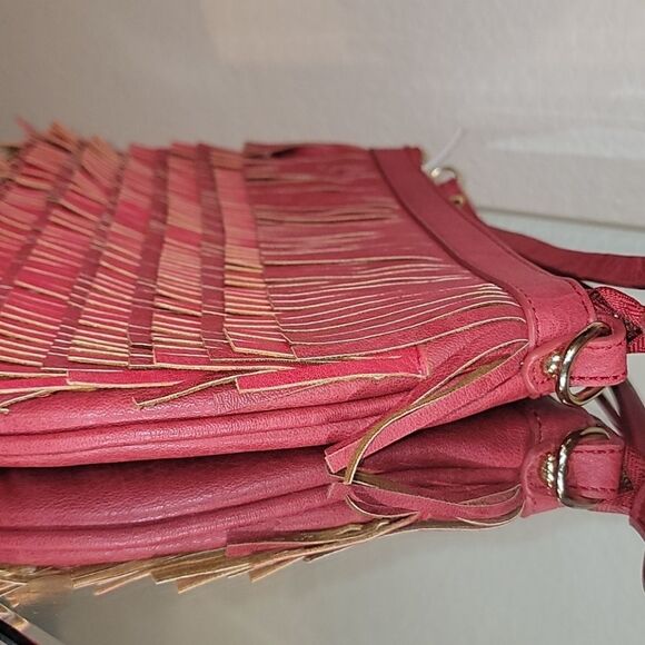 Red Vegan Suede/Leather Fringed Clutch/Crossbody - Picture 10 of 16